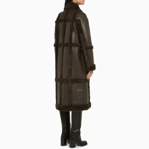 Stand Studio Patrice faux shearling coat in dark brown size small / FR 34 - Picture 5 of 9